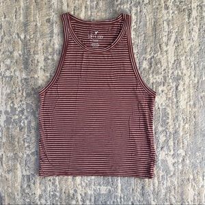 American Eagle Burgundy/White striped Halter tank top!